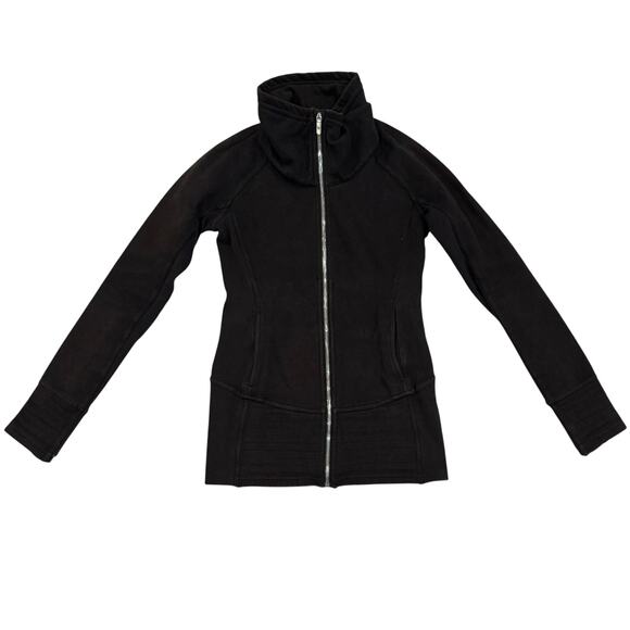 lululemon athletica Jackets & Blazers - Lululemon Black Funnel Neck Full Zip Jacket Size 4